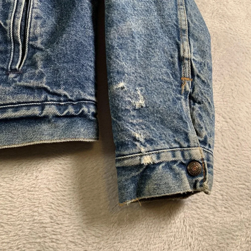 Vintage Levi's Sherpa Trucker Jacket Mens 42R Blue Denim Made USA 80s 70608 0216